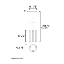 Load image into Gallery viewer, Flambeau 3 Light Pendant Light - line drawing.