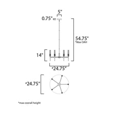 Load image into Gallery viewer, Flambeau LED Chandelier - line drawing.