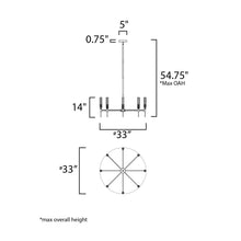 Load image into Gallery viewer, Flambeau LED Chandelier - line drawing.