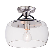 Load image into Gallery viewer, Goblet Semi Flush Mount Ceiling Light in Black/Satin Nickel (1-Light).