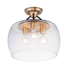 Load image into Gallery viewer, Goblet Semi Flush Mount Ceiling Light in Bronze/Antique Brass (3-Light).