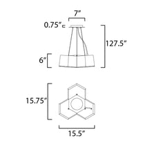 Load image into Gallery viewer, Honeycomb LED Chandelier - line drawing.