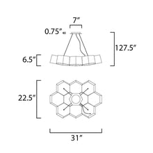 Load image into Gallery viewer, Honeycomb LED Chandelier - line drawing.