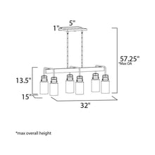 Load image into Gallery viewer, Magnolia Linear Pendant Light - line drawing.