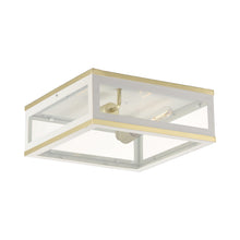 Load image into Gallery viewer, Neoclass Outdoor Flush Mount Ceiling Light in White/Gold.