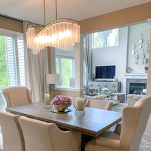 Load image into Gallery viewer, Victoria Linear Suspension Light in dining room.