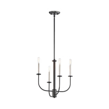 Load image into Gallery viewer, Wesley Chandelier in Black/Satin Nickel (4-Light).