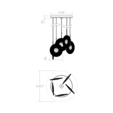 Load image into Gallery viewer, Meclisse™ Multi Light LED Pendant Light - line drawing.