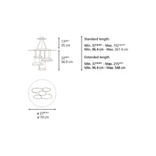 Load image into Gallery viewer, Mercury Mini LED Suspension Light - line drawing.