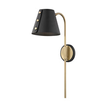 Load image into Gallery viewer, Meta LED Wall Light in Black and Brass.