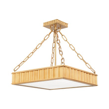 Load image into Gallery viewer, Middlebury Square Semi-Flush Mount Ceiling Light in Aged Brass.