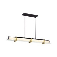 Load image into Gallery viewer, Midnight Gold LED Linear Pendant Light in Sand Black.