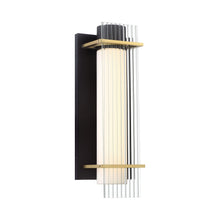 Load image into Gallery viewer, Midnight Gold Outdoor LED Wall Light in Sand Black.