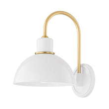 Load image into Gallery viewer, Camille Wall Light in Aged Brass/Glossy White.