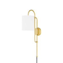 Load image into Gallery viewer, Caroline Plug-In Wall Light in Aged Brass.