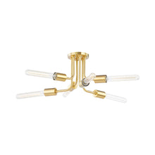 Load image into Gallery viewer, Donny Semi Flush Mount Ceiling Light in Aged Brass.