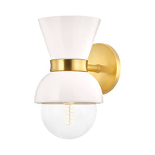 Load image into Gallery viewer, Gillian Wall Light in Aged Brass/Ceramic Gloss Cream.