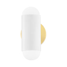 Load image into Gallery viewer, Kira Wall Light in Aged Brass/Soft White Combo.