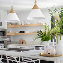 Load image into Gallery viewer, Mica Pendant Light in kitchen.