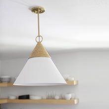 Load image into Gallery viewer, Mica Pendant Light in kitchen.