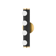 Load image into Gallery viewer, Penny Vanity Wall Light in Aged Brass/Textured Black (4-Light ).
