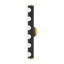 Load image into Gallery viewer, Penny Vanity Wall Light in Aged Brass/Textured Black (6-Light).