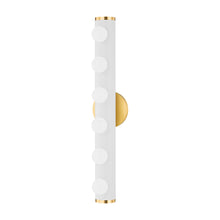 Load image into Gallery viewer, Penny Vanity Wall Light in Aged Brass/Textured White (6-Light).