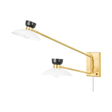 Load image into Gallery viewer, Whitley Plug-In Wall Light in Aged Brass.