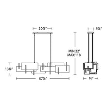Load image into Gallery viewer, Amari Linear LED Pendant Light - line drawing.