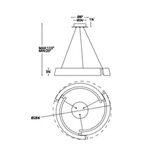 Load image into Gallery viewer, Battlestar LED Chandelier - line drawing.