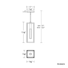 Load image into Gallery viewer, Cambridge Outdoor LED Pendant Light - line drawing.