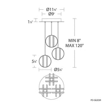 Load image into Gallery viewer, Carillion LED Pendant Light - line drawing.
