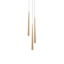 Load image into Gallery viewer, Cascade Etched Glass Round LED Chandelier in Aged Brass (3-Light).