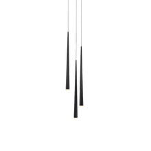 Load image into Gallery viewer, Cascade Etched Glass Round LED Chandelier in Black (3-Light).