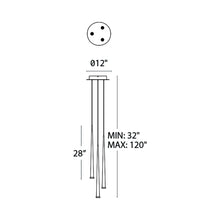 Load image into Gallery viewer, Cascade Etched Glass Round LED Chandelier - line drawing.