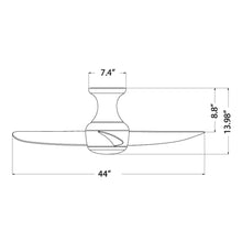 Load image into Gallery viewer, Corona Outdoor LED Flush Mount Ceiling Fan - line drawing.