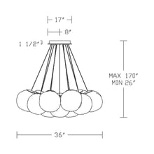 Load image into Gallery viewer, Cosmic Crystal Multi-Light LED Pendant Light - line drawing.