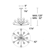 Load image into Gallery viewer, Double Bubble LED Chandelier - line drawing.