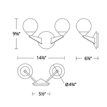 Load image into Gallery viewer, Double Bubble LED Wall Light - line drawing.
