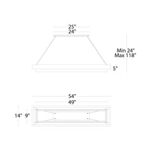 Load image into Gallery viewer, Hustler LED Linear Pendant Light - line drawing.