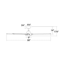 Load image into Gallery viewer, Hydra Downrod LED Ceiling Fan - line drawing.