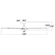 Load image into Gallery viewer, Hydra Downrod LED Ceiling Fan - line drawing.