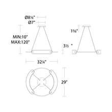 Load image into Gallery viewer, Ilios LED Chandelier - line drawing.