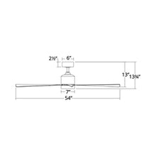 Load image into Gallery viewer, Lotus Downrod LED Ceiling Fan - line drawing.
