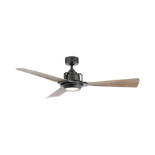 Load image into Gallery viewer, Osprey Downrod LED Ceiling Fan in Matte Black/Barn Wood.