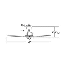 Load image into Gallery viewer, Osprey Downrod LED Ceiling Fan - line drawing.