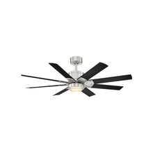 Load image into Gallery viewer, Renegade Outdoor LED Ceiling Fan in Brushed Nickel/Matte Black (52-Inch).