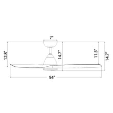 Load image into Gallery viewer, Skylark Outdoor LED Ceiling Fan - line drawing.