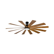Load image into Gallery viewer, Windflower Downrod LED Ceiling Fan in 80-Inch/Matte Black/Distressed Koa.