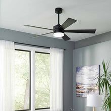 Load image into Gallery viewer, Wynd Downrod LED Ceiling Fan in office.